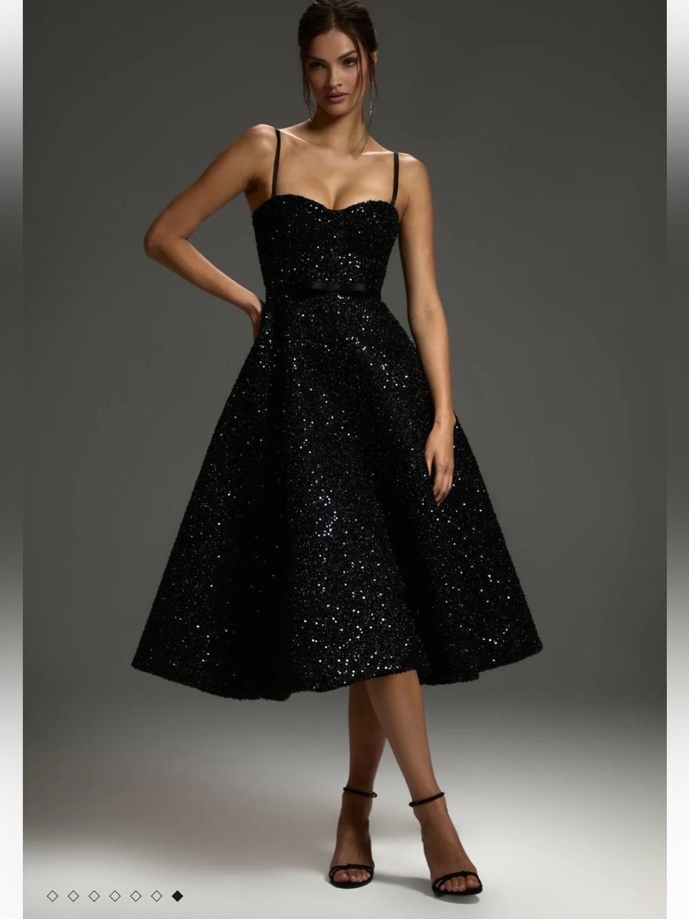Nadine Merabi Black Marilyn Sequin Strapless A-Line Cocktail Dress | 2